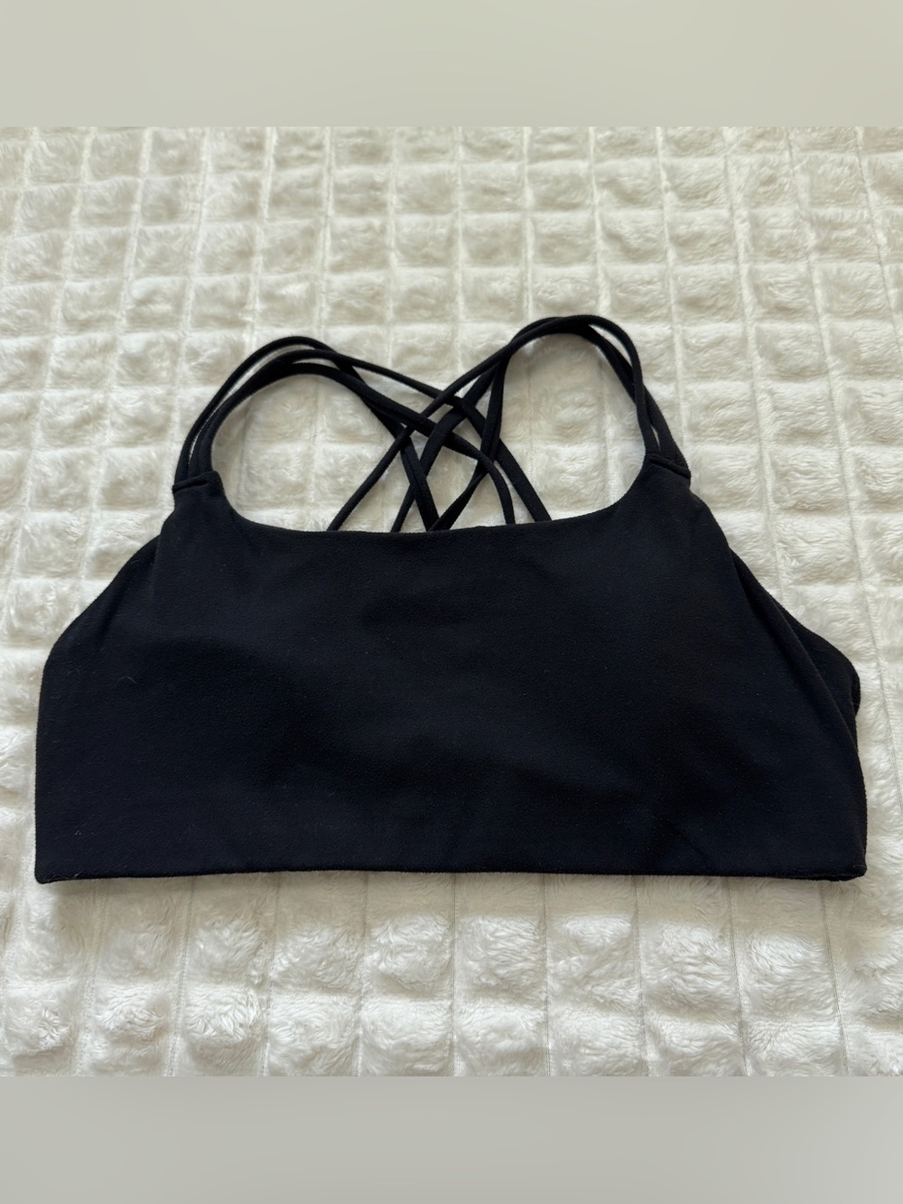 Athleta Medium Black Strappy Back Padded Sports Bra ~ Running Workout